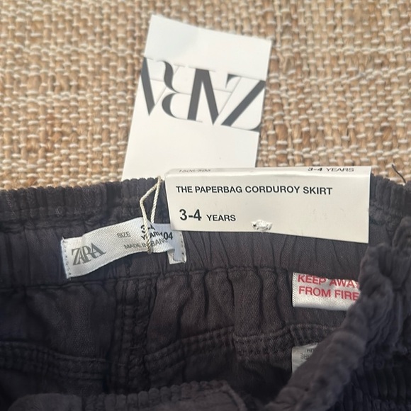 New Zara Corduroy Paperbag Mini Skirt 3- 4 Years - Picture 3 of 4